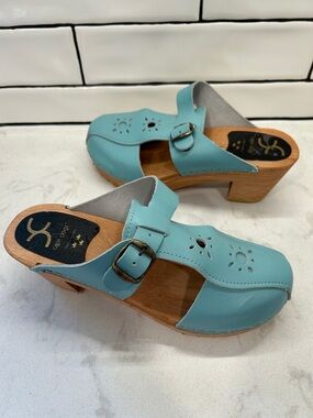 Cape Clogs Cottagecore Block Heel Slip On Mules Buckle Boho Made in Sweden 38